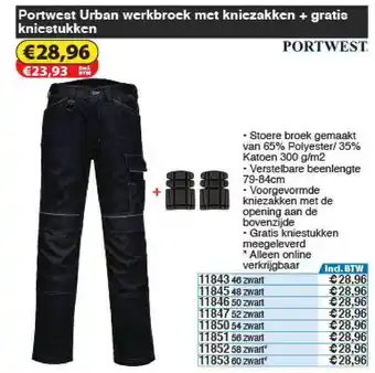 Toolstation Portwest Urban Werkbroek Met Kniezakken + Gratis Kniestukken aanbieding