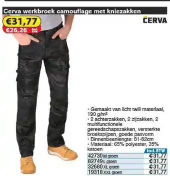 Toolstation Cerva Werkbroek Camouflage Met Kniezakken aanbieding