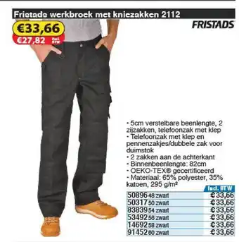 Toolstation Fristads Werbroek Met Kniezakken 2112 aanbieding