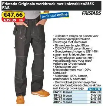 Toolstation Fristads Originals Werkbroek Met Kniezakken255k Fas aanbieding