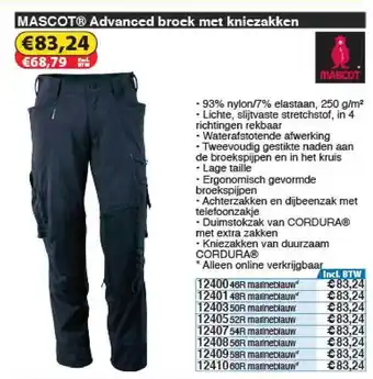 Toolstation Mascot Advanced Broek Met Kniezakken aanbieding