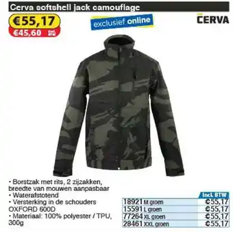 Toolstation Cerva Softshell Jack Camouflage aanbieding