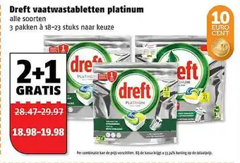 Poiesz Dreft Vaatwastabletten Platinum 2+1 Gratis aanbieding