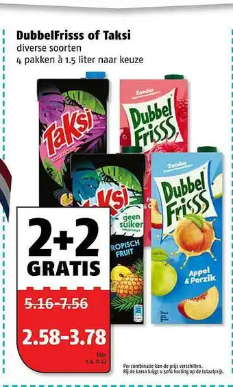 Poiesz DubbelFrisss Of Taksi 2+2 Gratis aanbieding