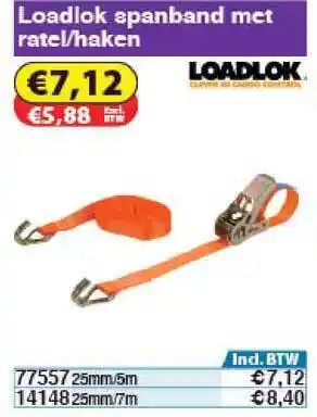 Toolstation Loadlok Spanband Met Ratel Haken aanbieding