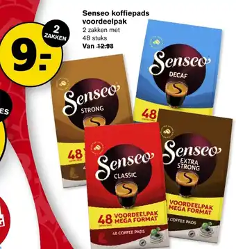 Hoogvliet Senseo koffiepads voordeelpak 2 zakken met 48 stuks aanbieding