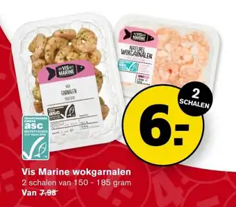 Hoogvliet Vis Marine wokgarnalen 2 schalen van 150 - 185 gram aanbieding