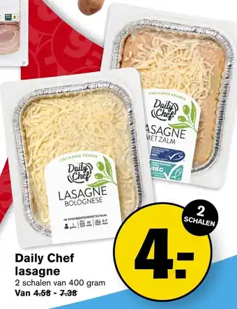Hoogvliet Daily Chef lasagne 2 schalen van 400 gram aanbieding