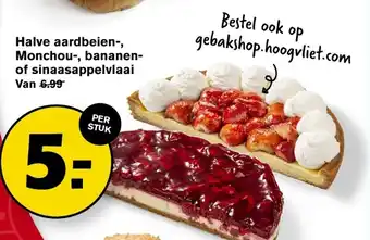 Hoogvliet Halve aardbeien-, Monchou-, bananen- of sinaasappelvlaai aanbieding