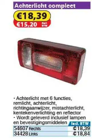 Toolstation Achterlicht Compleet aanbieding