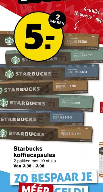 Hoogvliet Starbucks koffiecapsules 2 pakken met 10 stuks aanbieding