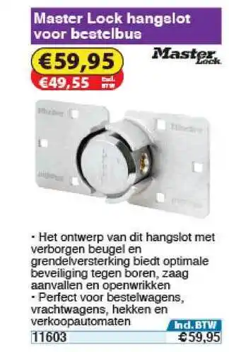 Toolstation Master Lock Hangelot Voor Bestelbus aanbieding