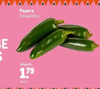 Makro Pepers schaal 100 g Jalapeno aanbieding