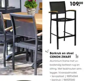 HANOS Barkruk En Stoel Cenon Zwart aanbieding