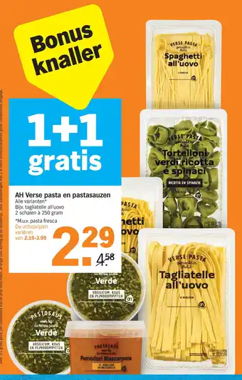 Albert Heijn AH Verse pasta en pastasauzen aanbieding