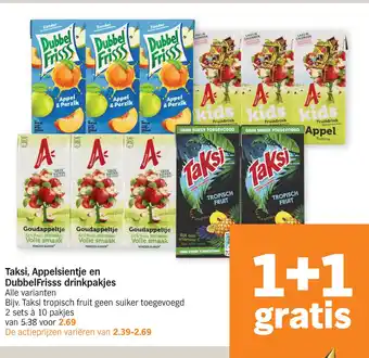 Albert Heijn Taksi, Appelsientje en DubbelFrisss drinkpakjes aanbieding