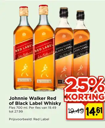 Vomar Voordeelmarkt Johnnie Walker Red of Black Label Whisky aanbieding