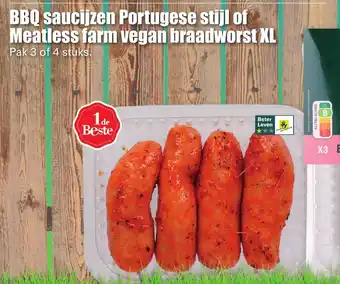 Dirk BBQ saucijzen Portugese stijl of Meatless farm vegan braadworst XL aanbieding