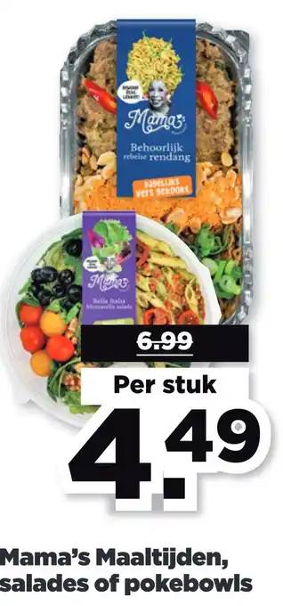 PLUS Mama's Maaltijden, salades of pokebowls aanbieding