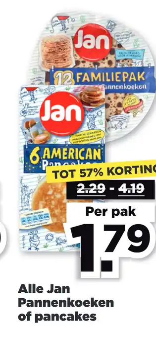 PLUS Alle Jan Pannenkoeken of pancakes aanbieding