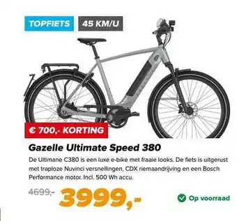 12GO Biking Gazelle Ultimate Speed 380 Fiets € 700,- Korting aanbieding