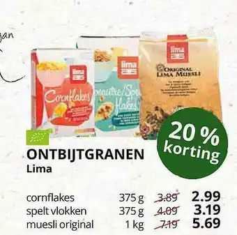 Ekoplaza Ontbijtgranen Lima 20% Korting aanbieding