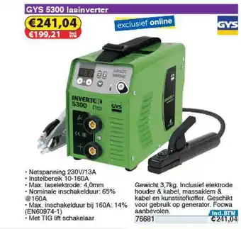 Toolstation Gys 5300 Lasinverter aanbieding