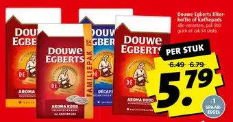 Boni Douwe Egberts filterkoffie of koffiepads 500 gram aanbieding