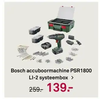 Karwei Bosch accuboormachine PSR1800 LI-2 systeembox aanbieding