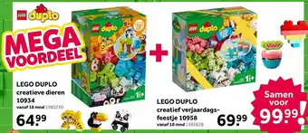 Intertoys LEGO DUPLO Creatief verjaardagsfeestje 10958 + LEGO DUPLO Creatieve dieren 10934 aanbieding