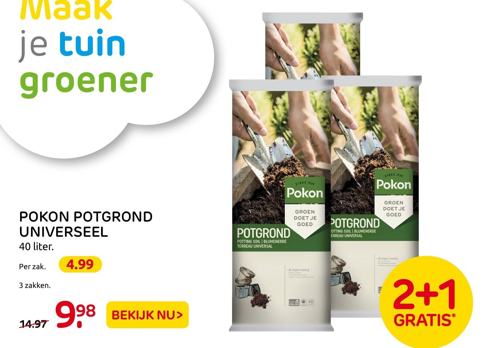 Pokon Potgrond Universeel 40 liter aanbieding bij Praxis