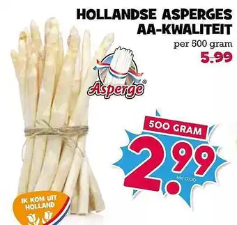 Boon`s Markt Hollandse Asperges AA-Kwaliteit aanbieding