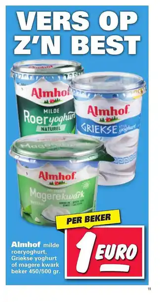 Nettorama Almhof Milde Roeryoghurt, Griekse Yoghurt Of Magere Kwark aanbieding