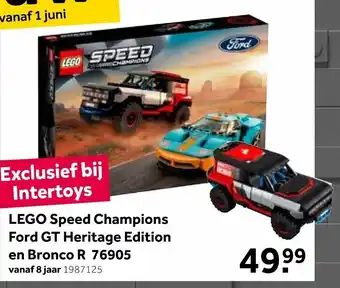 Intertoys LEGO SPEED CHAMPIONS Ford GT Heritage Edition en Bronco R 76905 aanbieding