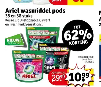 Kruidvat Ariel wasmiddel pods 35 en 38 stuks aanbieding