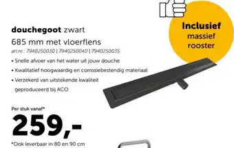 Bouwcenter Douchegoot zwart 685 mm met vloerflens aanbieding