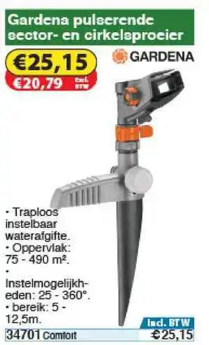 Toolstation Gardena Pulserenge Sector En Cirkelsproeier aanbieding