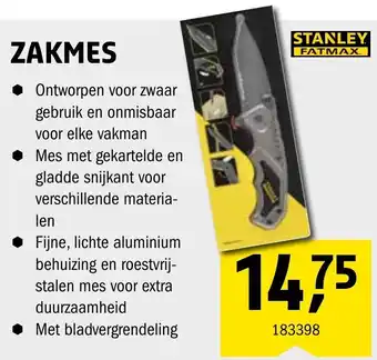 Isero Stanley FatMax Zakmes aanbieding