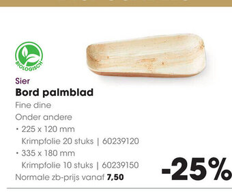 HANOS Sier Bord palmblad aanbieding