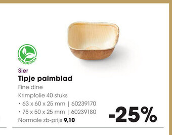 HANOS Sier Tipje palmblad aanbieding