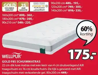 Jysk GOLD F85 SCHUIMMATRAS aanbieding