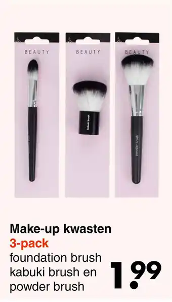 Wibra Make-up kwasten 3-pack aanbieding