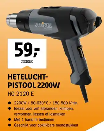 Isero Steinel Heteluchtpistool 2200W | HG 2120 E aanbieding