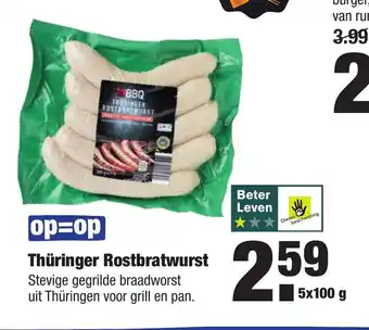 ALDI Thuringer Rostbratwurst 5*100 gr aanbieding