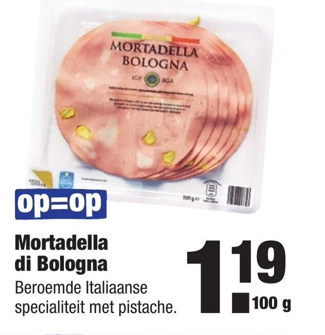 Mortadella di Bologna 100 gr aanbieding bij ALDI