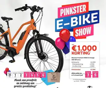 Stella fietsen Morena Premium MDB SI Orange 300 Wh Accu aanbieding