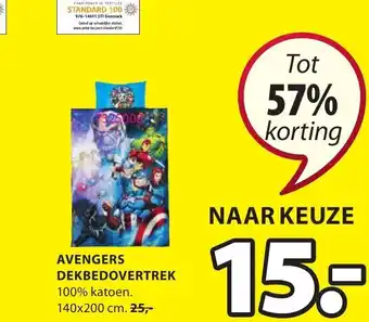 Jysk Avengers Dekbedovertrek 140x200 cm aanbieding