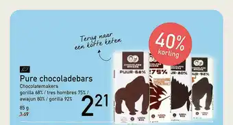 Ekoplaza Pure Chocoladebars 40% Korting aanbieding