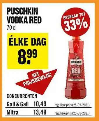 Dirck 3 Puschkin Vodka Red aanbieding