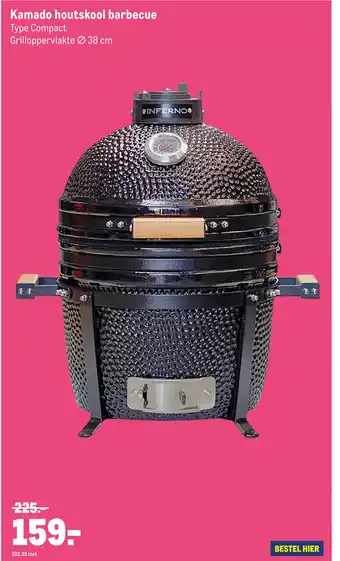 Makro Inferno Kamado houtskool barbecue compact grilloppervlakte 38 cm aanbieding